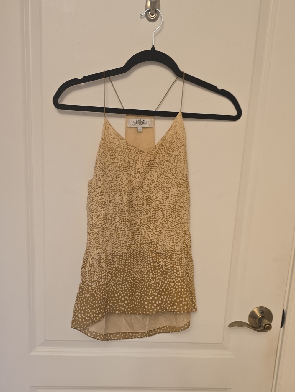 Tibi Gold and White Spotted Silk Cami